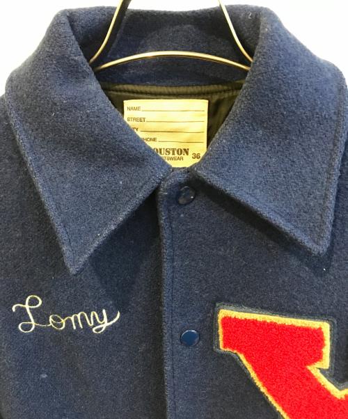 HOUSTON（ヒューストン）HOUSTON (ヒューストン) スタジャン ブルー×ベージュ サイズ:36の古着・服飾アイテム
