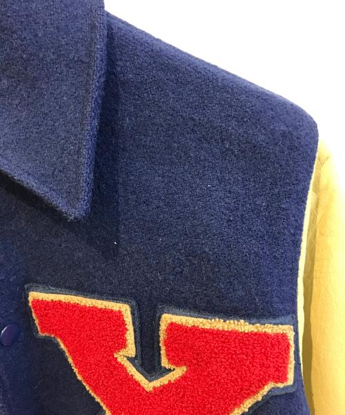 HOUSTON（ヒューストン）HOUSTON (ヒューストン) スタジャン ブルー×ベージュ サイズ:36の古着・服飾アイテム