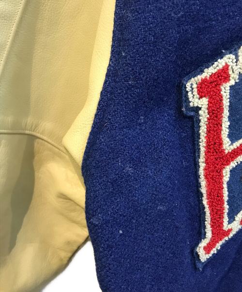 HOUSTON（ヒューストン）HOUSTON (ヒューストン) スタジャン ブルー×ベージュ サイズ:36の古着・服飾アイテム