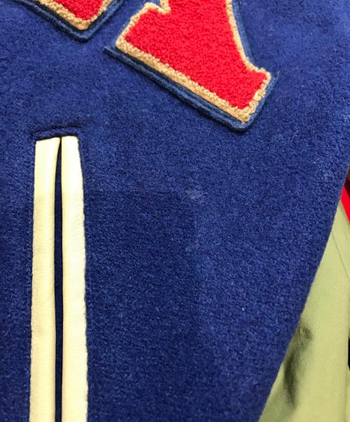 HOUSTON（ヒューストン）HOUSTON (ヒューストン) スタジャン ブルー×ベージュ サイズ:36の古着・服飾アイテム