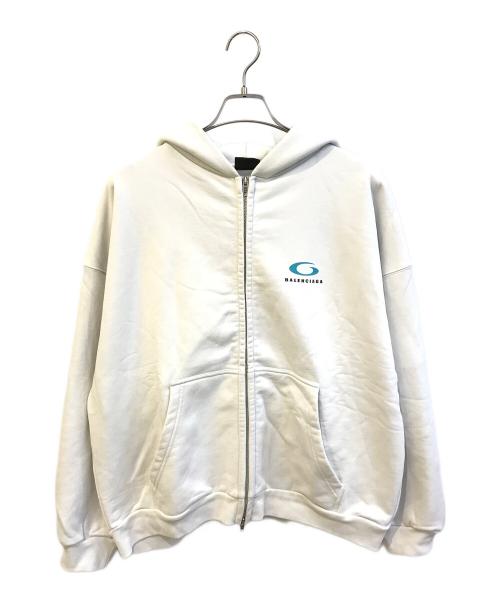 BALENCIAGA（バレンシアガ）BALENCIAGA (バレンシアガ) LOOP LOGO ZIP HOODIE ホワイト サイズ:XLの古着・服飾アイテム