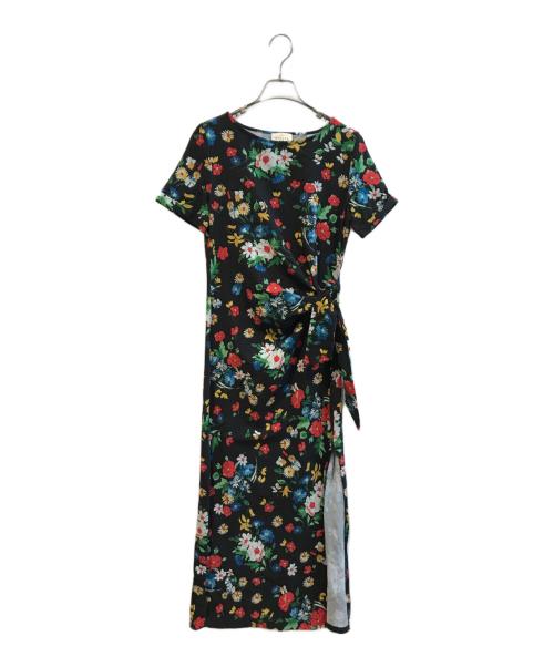 SEZANE（セザンヌ）SEZANE (セザンヌ) 半袖花柄ワンピース ブラック サイズ:Sの古着・服飾アイテム