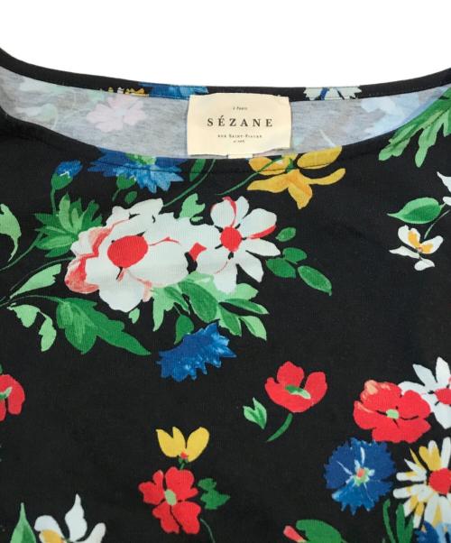 SEZANE（セザンヌ）SEZANE (セザンヌ) 半袖花柄ワンピース ブラック サイズ:Sの古着・服飾アイテム