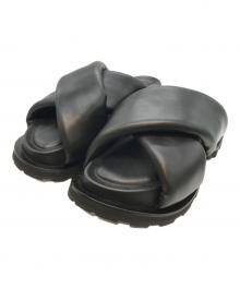 JIL SANDER（ジルサンダー）の古着「レザークロスサンダル」｜ブラック