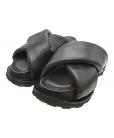 【未使用級】ジルサンダー　スエード サンダル　KUDU レザー　ブラック　41 中古・古着通販】JIL SANDER (ジルサンダー) レザークロスサンダル