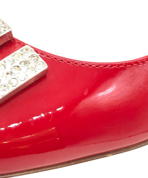 MIU MIU（ミュウミュウ）MIU MIU (ミュウミュウ) ビジューパンプス　5X328A レッド サイズ:35の古着・服飾アイテム
