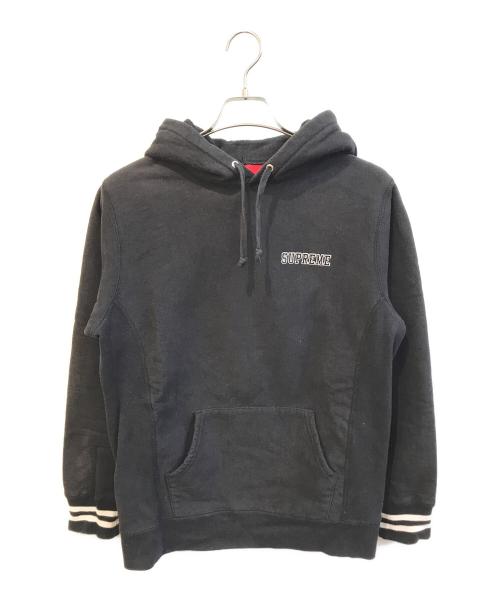 SUPREME（シュプリーム）Supreme (シュプリーム) Striped Cuff Hooded Sweatshirt ブラック サイズ:Mediumの古着・服飾アイテム