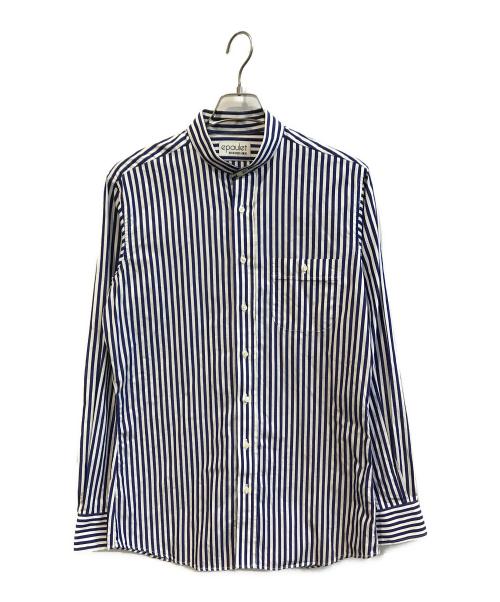 Epaulet Individualized Shirts（エポールインディビジュアライズド シャツ）Epaulet Individualized Shirts (エポールインディビジュアライズド シャツ) バンドカラーストライプシャツ ブルー サイズ:Freeの古着・服飾アイテム