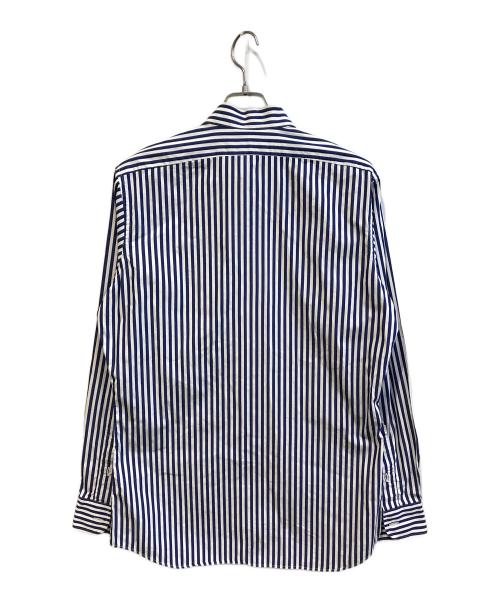 Epaulet Individualized Shirts（エポールインディビジュアライズド シャツ）Epaulet Individualized Shirts (エポールインディビジュアライズド シャツ) バンドカラーストライプシャツ ブルー サイズ:Freeの古着・服飾アイテム