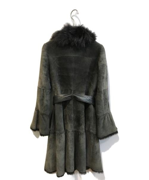 BURBERRY BLUE LABEL（バーバリー ブルー レーベル）BURBERRY BLUE LABEL (バーバリーロンドンブルーレーベル) スウェードファーコート ダークグリーン サイズ:Mの古着・服飾アイテム