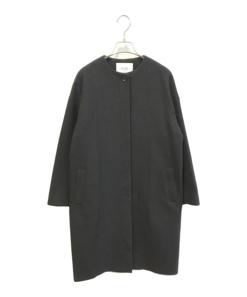 SLOBE IENA（スローブ イエナ）SLOBE IENA (スローブ イエナ) Super100シャギーノーカラーコート　23020912406040 ブラック サイズ:38の古着・服飾アイテム