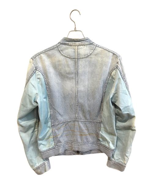 DIESEL（ディーゼル）DIESEL (ディーゼル) ヒッコリーライダースジャケット ブルー サイズ:Lの古着・服飾アイテム