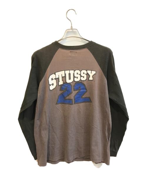 stussy（ステューシー）stussy (ステューシー) 90’Sナンバリングラグランカットソー ブラウン サイズ:XLの古着・服飾アイテム
