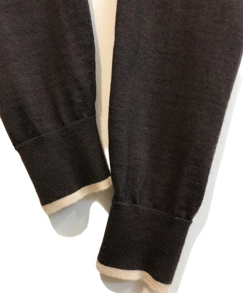 23区（ニジュウサンク）23区 (ニジュウサンク) サステナブルウールバイカラーカーディガン ブラウン サイズ:40（11）の古着・服飾アイテム