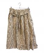 Vlas Blommeヴラスブラム）の古着「フラワーリネンブレンドスカート　135429」｜ベージュ