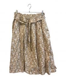 Vlas Blomme（ヴラスブラム）の古着「フラワーリネンブレンドスカート　135429」｜ベージュ