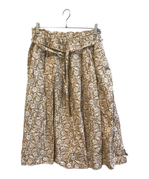 Vlas Blomme（ヴラスブラム）Vlas Blomme (ヴラスブラム) フラワーリネンブレンドスカート　135429 ベージュ サイズ:Fの古着・服飾アイテム
