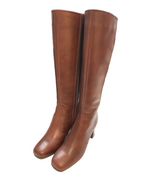 23区（ニジュウサンク）23区 (ニジュウサンク) レザーロングブーツ ブラウン サイズ:38の古着・服飾アイテム