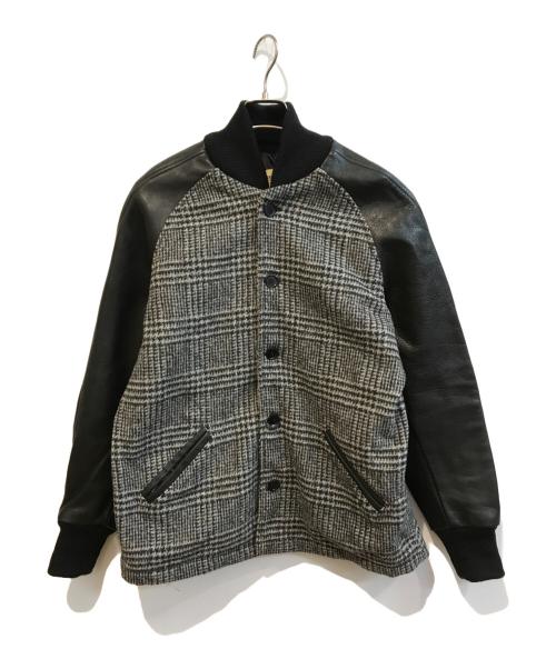 skookum（スクーカム）SKOOKUM (スクーカム) レザー切替スタジャン グレー×ブラック サイズ:Mの古着・服飾アイテム