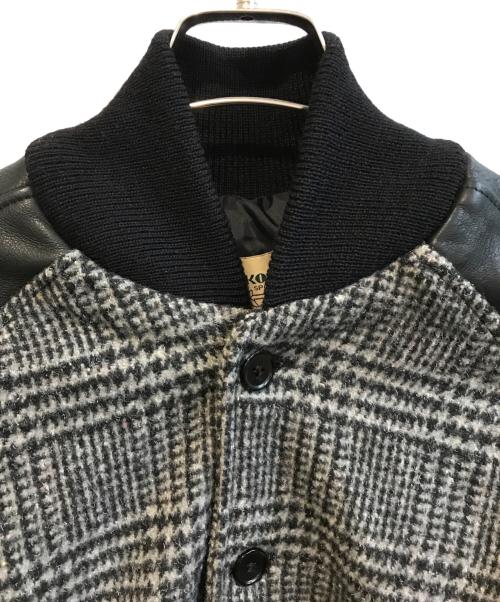 skookum（スクーカム）SKOOKUM (スクーカム) レザー切替スタジャン グレー×ブラック サイズ:Mの古着・服飾アイテム