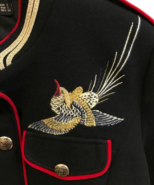 ZARA（ザラ）ZARA (ザラ) 和柄刺繍ナポレオンジャケット ブラック サイズ:Sの古着・服飾アイテム