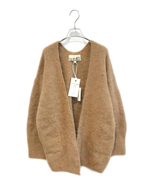 UNFIL（アンフィル）unfil (アンフィル) stretch superkid mohair cardigan　WFFL-UW133 ブラウン サイズ:1の古着・服飾アイテム