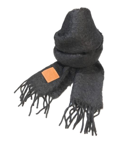 LOEWE（ロエベ）LOEWE (ロエベ) アナグラムロゴモヘヤ混ウールマフラー　A-28003861　	 ブラックの古着・服飾アイテム