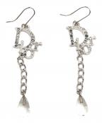 Diorディオール）の古着「ロゴラインストーンスウィングピアス」｜シルバー