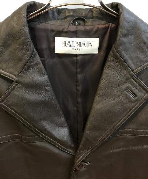 BALMAIN（バルマン）BALMAIN (バルマン) ラムレザーコート ブラウン サイズ:Mの古着・服飾アイテム