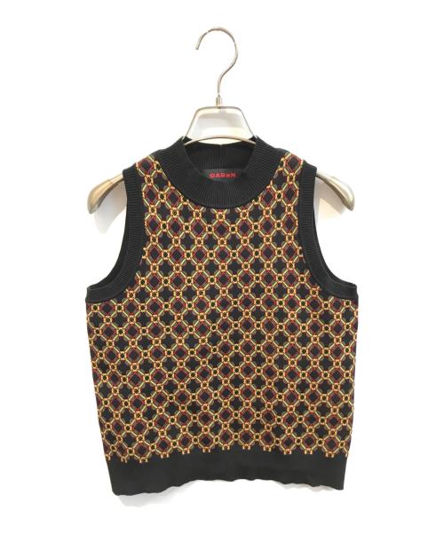 CABAN（キャバン）CABaN (キャバン) クロスタイルジャカード アメリカンスリーブプルオーバー 39-02-41-02012 ブラック サイズ:freeの古着・服飾アイテム