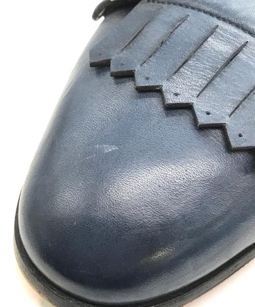 Santoni（サントーニ）Santoni (サントーニ) キルト付きダブルモンクストラップスリッポン ネイビー サイズ:8　1/2の古着・服飾アイテム