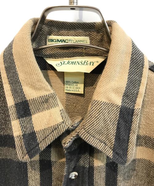 ST JOHN'S BAY（セントジョンズベイ）ST JOHN'S BAY (セントジョンズベイ) チェックネルシャツ ベージュ サイズ:Lの古着・服飾アイテム