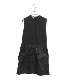 PRADA（プラダ）の古着「ナイロン切替ノースリーブワンピース　P3E48 S211」｜ブラック
