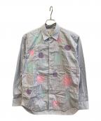 COMME des GARCONS SHIRTコムデギャルソンシャツ）の古着「サークルパッチワークストライプシャツ　S26024」｜スカイブルー