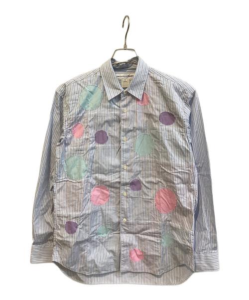 COMME des GARCONS SHIRT（コムデギャルソンシャツ）COMME des GARCONS SHIRT (コムデギャルソンシャツ) サークルパッチワークストライプシャツ　S26024 スカイブルー サイズ:XSの古着・服飾アイテム