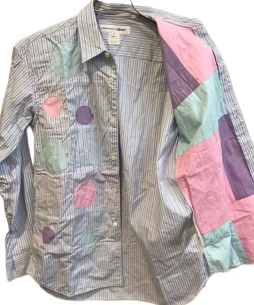 COMME des GARCONS SHIRT（コムデギャルソンシャツ）COMME des GARCONS SHIRT (コムデギャルソンシャツ) サークルパッチワークストライプシャツ　S26024 スカイブルー サイズ:XSの古着・服飾アイテム