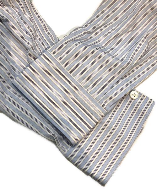COMME des GARCONS SHIRT（コムデギャルソンシャツ）COMME des GARCONS SHIRT (コムデギャルソンシャツ) サークルパッチワークストライプシャツ　S26024 スカイブルー サイズ:XSの古着・服飾アイテム
