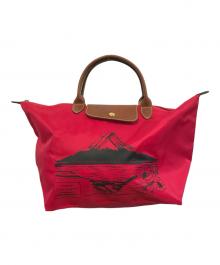 LONGCHAMP（ロンシャン）の古着「日本限定富士山イラスト付きハンンドバッグ」｜レッド