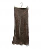 La boutique BonBonラブティックボンボン）の古着「きらきらサテンロングナロースカート　LBZ1041101A0004」｜ブラウン