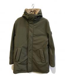 G-Stage（ジーステージ）の古着「ハイカウントナイロンツイルボンディングフーデッドダウンコート　600802」｜カーキ