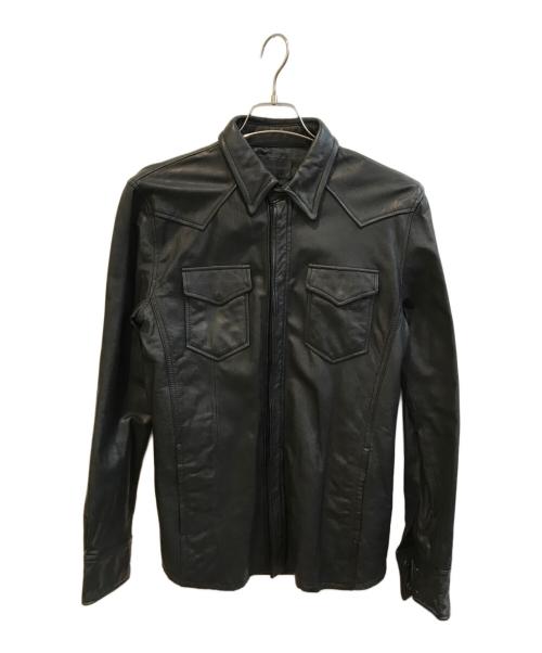Murder License（マーダーライセンス）Murder License (マーダーライセンス) レザーシャツ ブラック サイズ:48の古着・服飾アイテム