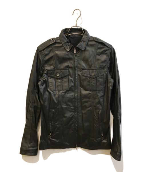 SHELLAC（シェラック）SHELLAC (シェラック) レザージャケット ブラック サイズ:48の古着・服飾アイテム