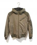 AVIREXアヴィレックス）の古着「MIX FABRIC BOMBER JACKET　6182167」｜カーキ