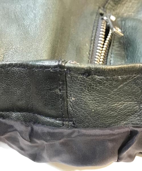 UNITED ARROWS（ユナイテッドアローズ）UNITED ARROWS (ユナイテッドアローズ) レザーライダースジャケット グリーン サイズ:Lの古着・服飾アイテム