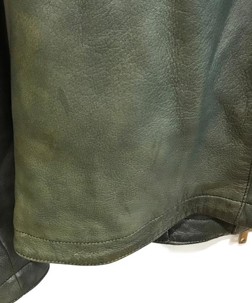 UNITED ARROWS（ユナイテッドアローズ）UNITED ARROWS (ユナイテッドアローズ) レザーライダースジャケット グリーン サイズ:Lの古着・服飾アイテム