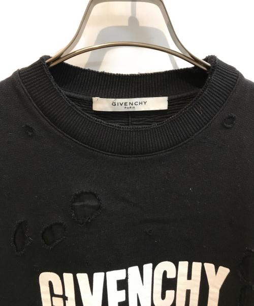 GIVENCHY（ジバンシィ）GIVENCHY (ジバンシィ) デストロイ加工ロゴプリントスウェット 16P 7705 485 ブラック サイズ:XSの古着・服飾アイテム