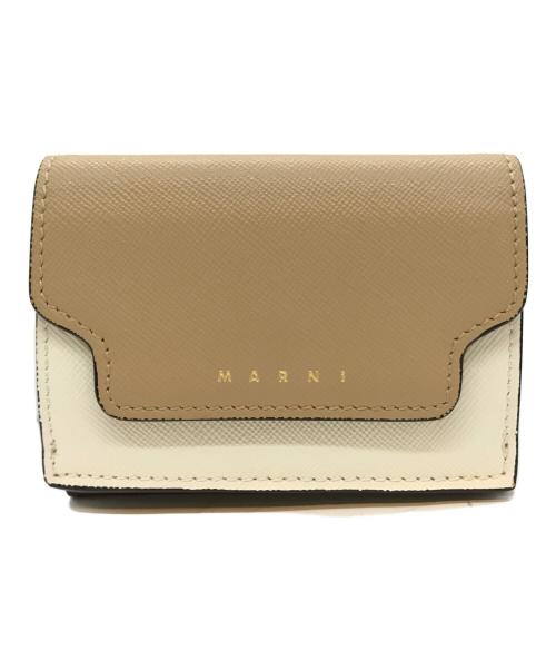 MARNI（マルニ）MARNI (マルニ) 3つ折り財布 PFMOW02U09 ベージュ×ワインレッドの古着・服飾アイテム