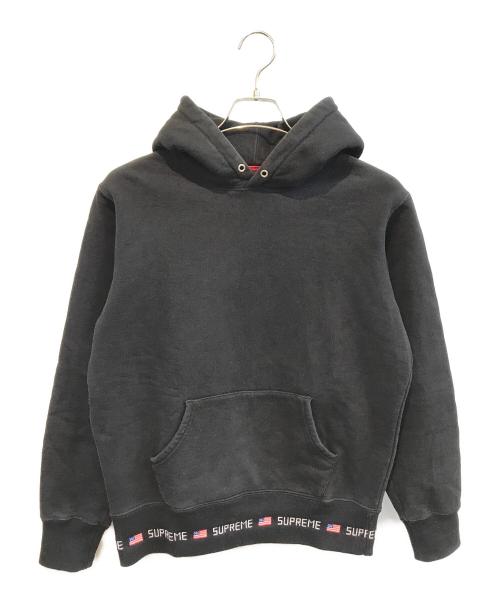SUPREME（シュプリーム）Supreme (シュプリーム) Logo Rib Hooded Sweatshirt ブラック サイズ:Smallの古着・服飾アイテム