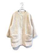 Mila Owenミラオーウェン）の古着「ノーカラーシャツカーブボアジャケット 09WFJ204108」｜ベージュ