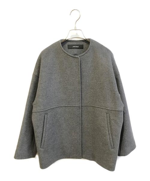 JOURNAL STANDARD（ジャーナルスタンダード）JOURNAL STANDARD (ジャーナルスタンダード) スーパー140ビーバーノーカラーショートコート　24020400911030 グレー サイズ:36の古着・服飾アイテム